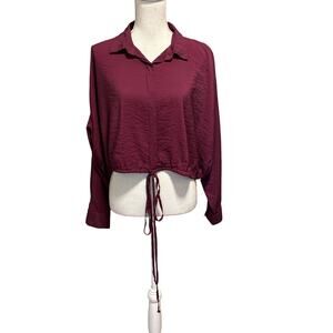 Young Fabulous & Broke YFB Size M Crop Top Tie Waist Jam Purple Oversized